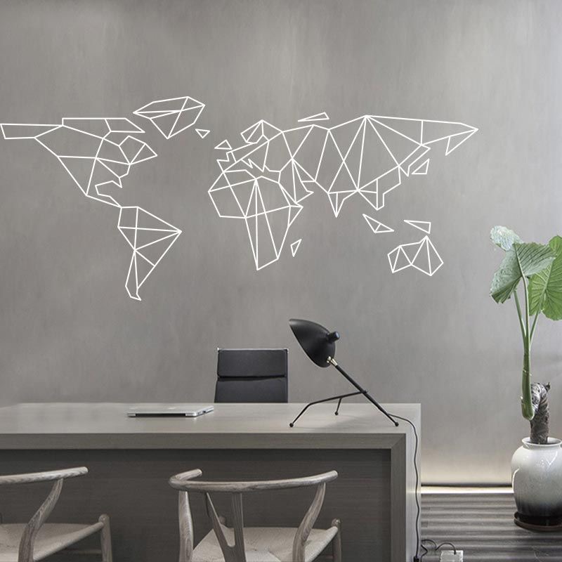 Office Furniture World - Геометрическая карта мира, стикер на стену,